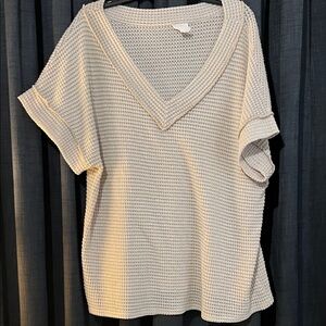 BiBi Cream Knit V-Neck Top
